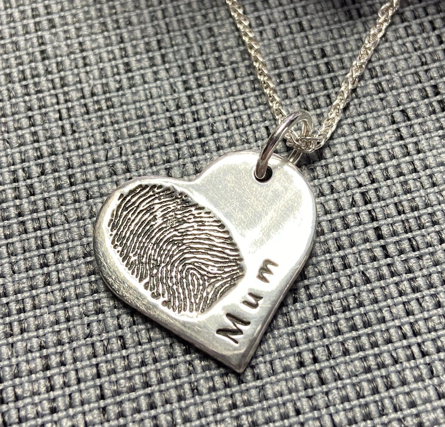 silver mum fingerprint memorial charm jewellery