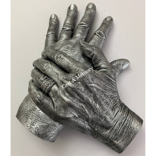 flat horizontal family life cast showing two hands with rings