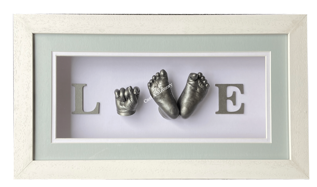 Framed Love baby hand and feet cast