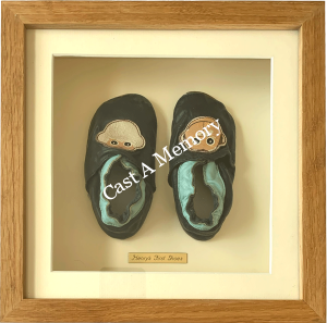 Baby's first slippers in box frame