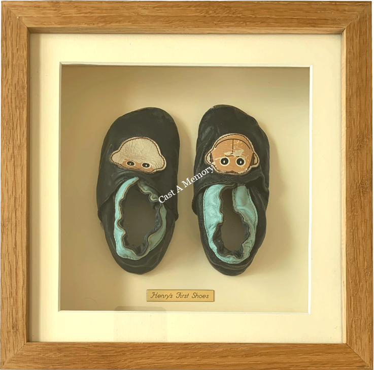 Baby's first slippers in box frame
