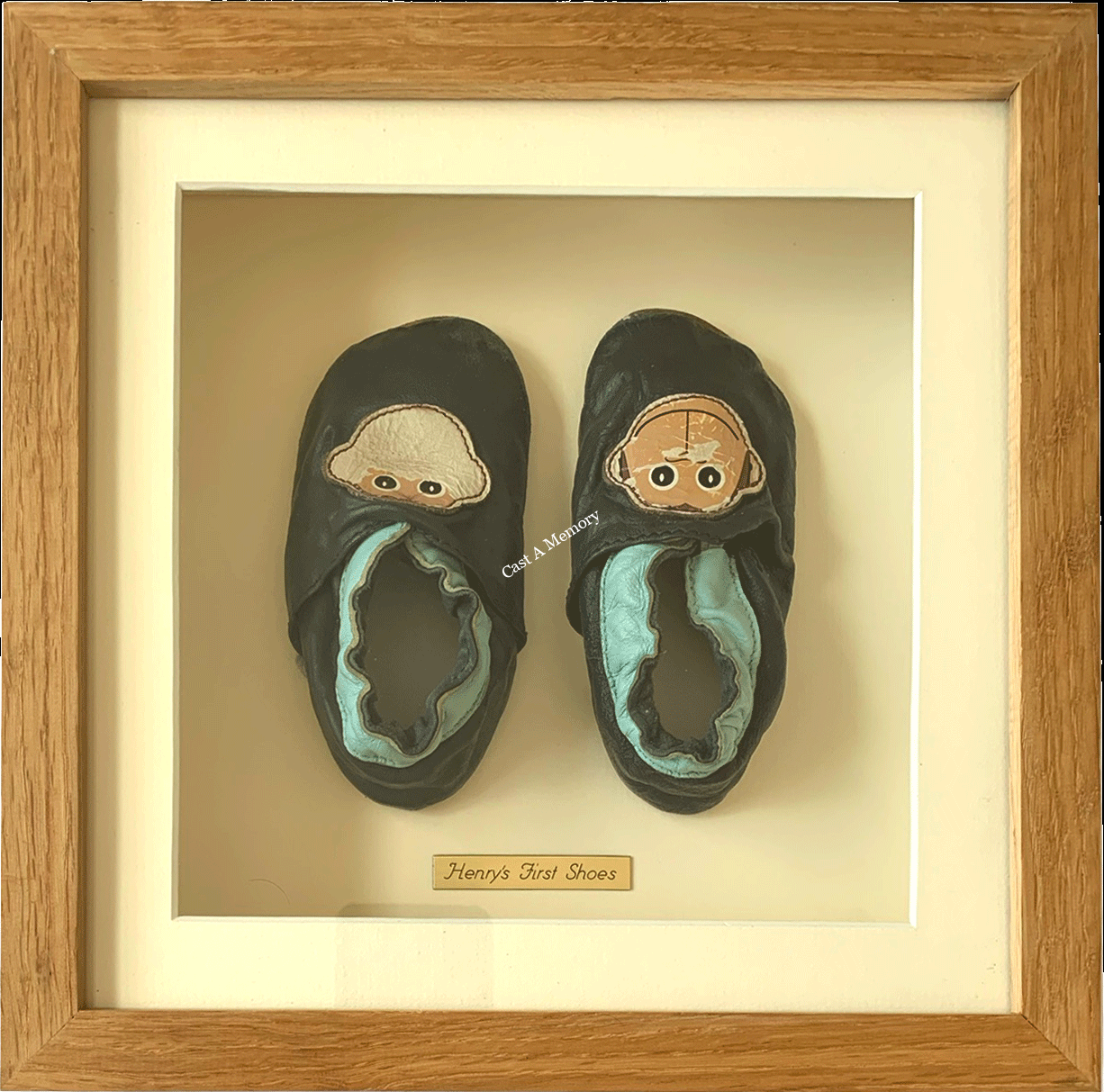 Baby's first slippers in box frame