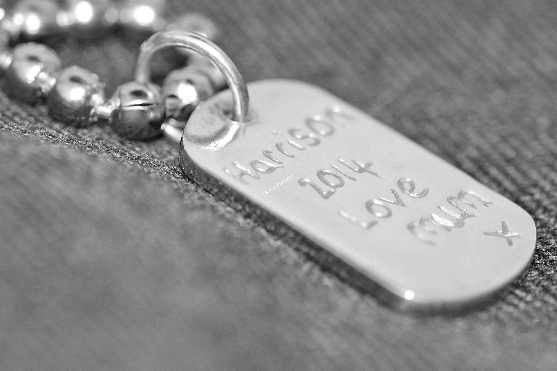 dogtag with children's names engraved