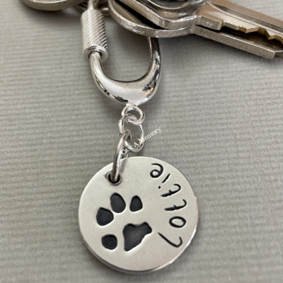 Paw Print keyring with named Lottie engraved