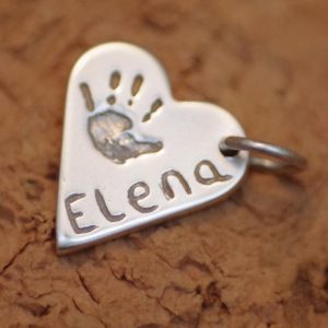 Small Heart Charm with name and handprint