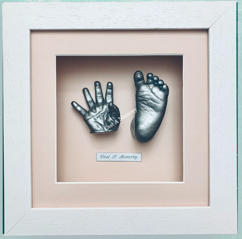 Framed baby hand and foot life cast